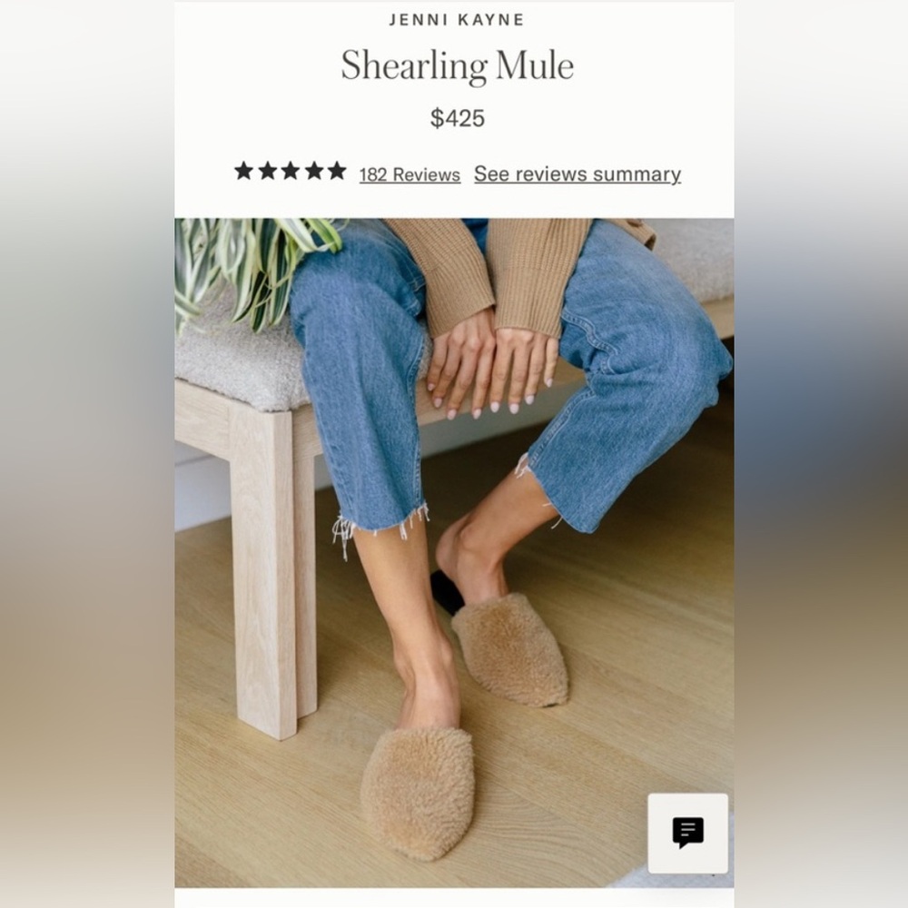 Jenni kayne shearling mules size 39 natural